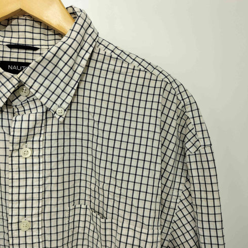 ノーティカ NAUTICA 80-90s チェック柄 TWO-PLY COTTON ボタンダウン ロングスリーブシャツ メンズ import:L
