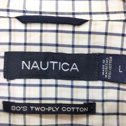 ノーティカ NAUTICA 80-90s チェック柄 TWO-PLY COTTON ボタンダウン ロングスリーブシャツ メンズ import:L