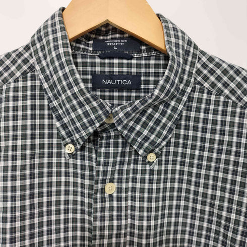 ノーティカ NAUTICA 80-90s チェック柄 ボタンダウン ロングスリーブシャツ メンズ import:L