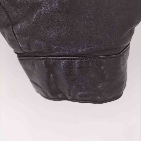 GRANVALTA エルボーパッチ ジップアップ レザージャケット メンズ