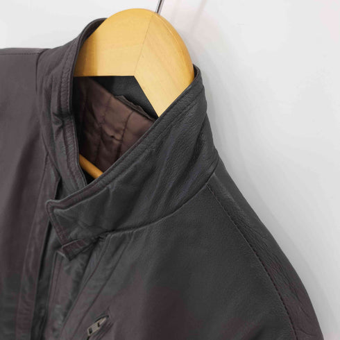 GRANVALTA エルボーパッチ ジップアップ レザージャケット メンズ
