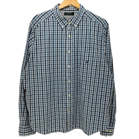 ノーティカ NAUTICA 80-90s チェック柄 ボタンダウン ロングスリーブシャツ メンズ import:XL