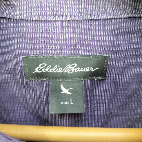 エディーバウアー Eddie Bauer 7分袖ストレッチリネンシャンブレーボタンダウンシャツ メンズ import:L