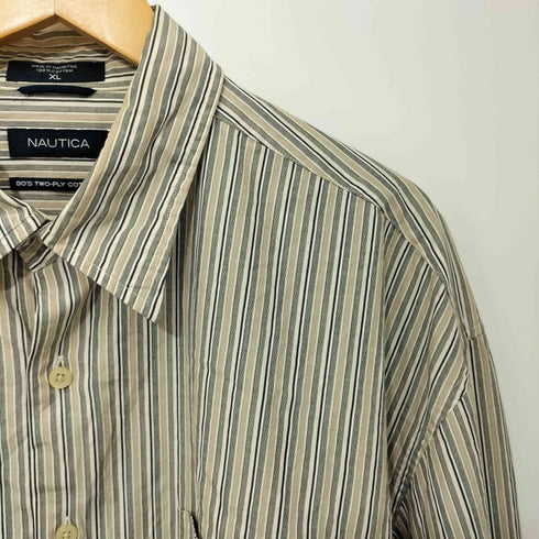 ノーティカ NAUTICA 80-90s ストライプ柄 TWO-PLY COTTON ロングスリーブシャツ メンズ import:XL