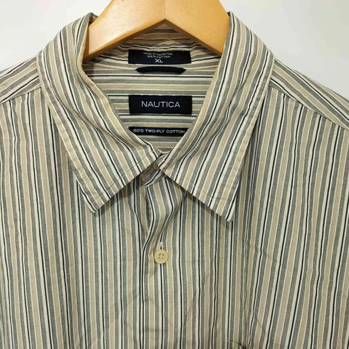 ノーティカ NAUTICA 80-90s ストライプ柄 TWO-PLY COTTON ロングスリーブシャツ メンズ import:XL