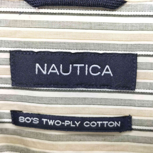 ノーティカ NAUTICA 80-90s ストライプ柄 TWO-PLY COTTON ロングスリーブシャツ メンズ import:XL