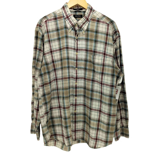 ノーティカ NAUTICA 80-90s チェック柄 ボタンダウン ロングスリーブシャツ メンズ import:XL
