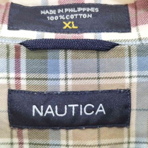 ノーティカ NAUTICA 80-90s チェック柄 ボタンダウン ロングスリーブシャツ メンズ import:XL