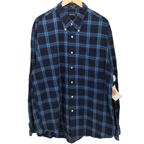 ノーティカ NAUTICA 80-90s チェック柄 ボタンダウン ロングスリーブシャツ メンズ import:XXL