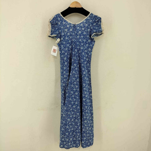 70s VINTAGE レースアップ フラワーレースS/Sワンピース ロケットTALON レディース