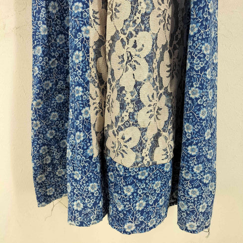 70s VINTAGE レースアップ フラワーレースS/Sワンピース ロケットTALON レディース