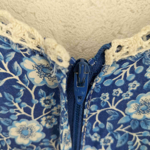 70s VINTAGE レースアップ フラワーレースS/Sワンピース ロケットTALON レディース