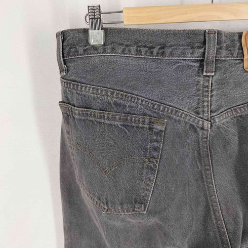 リーバイス Levis 653刻印 USA製 89年製 ナイロンフットボタン 先染め 501 ブラックデニムパンツ メンズ 36