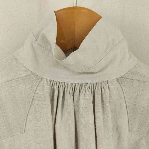 ~1910s Antique PH刺繍 グランパシャツ フレンチリネングランパシャツ スモッグ レディース