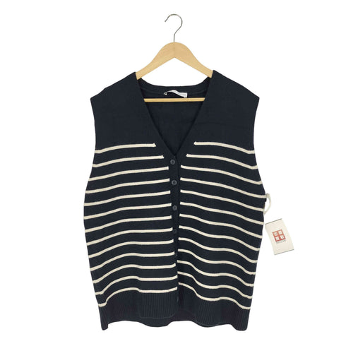 ザラ ZARA 前ボタン ボーダーニットベスト レディース import:L