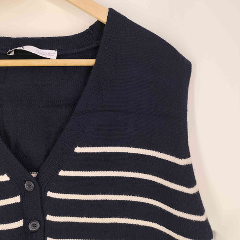 ザラ ZARA 前ボタン ボーダーニットベスト レディース import:L