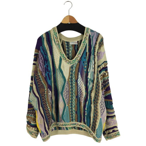クージー COOGI オーストラリア製 マルチカラー Vネック 3Dニット コットンニット メンズ import:L