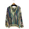クージー COOGI オーストラリア製 マルチカラー Vネック 3Dニット コットンニット メンズ import:L