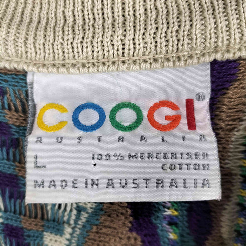 クージー COOGI オーストラリア製 マルチカラー Vネック 3Dニット コットンニット メンズ import:L