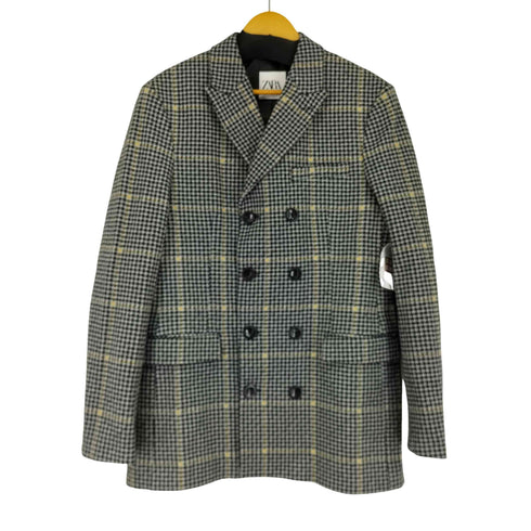 ザラ ZARA DOUBLE BREASTED CHECK THREE QUARTER LENGTH COAT メンズ import:L