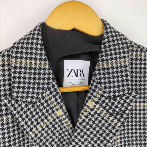 ザラ ZARA DOUBLE BREASTED CHECK THREE QUARTER LENGTH COAT メンズ import:L