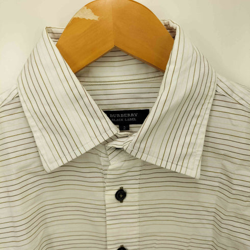バーバリーブラックレーベル BURBERRY BLACK LABEL ホース刺繍ハーフボタンボーダーシャツ メンズ JPN:2