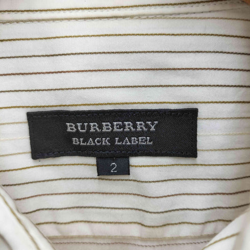 バーバリーブラックレーベル BURBERRY BLACK LABEL ホース刺繍ハーフボタンボーダーシャツ メンズ JPN:2
