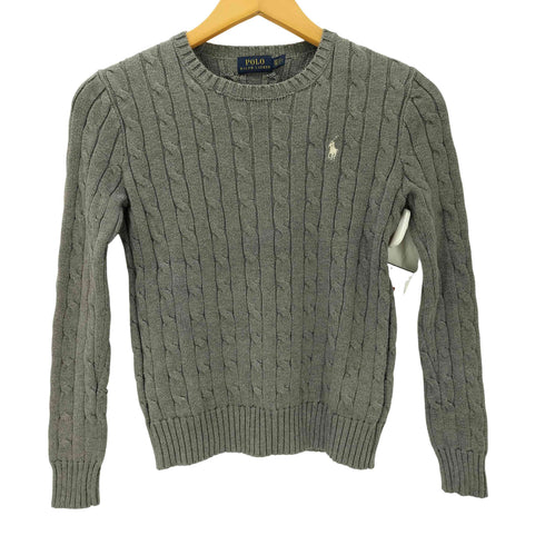 ポロラルフローレン POLO RALPH LAUREN ポニー刺繍ロゴ 編み込み クルーネックニット レディース import:XS
