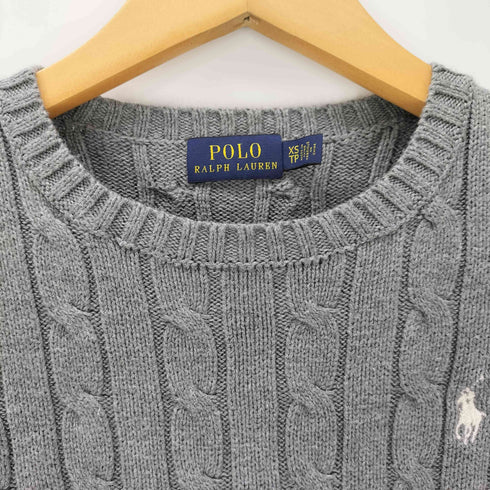 ポロラルフローレン POLO RALPH LAUREN ポニー刺繍ロゴ 編み込み クルーネックニット レディース import:XS