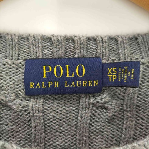 ポロラルフローレン POLO RALPH LAUREN ポニー刺繍ロゴ 編み込み クルーネックニット レディース import:XS