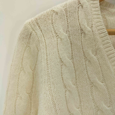 ポロラルフローレン POLO RALPH LAUREN ポニー刺繍 カシミヤ混 ケーブル Vネック ニット レディース import:XS