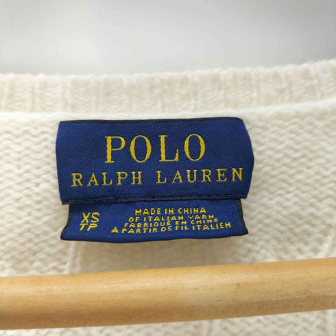 ポロラルフローレン POLO RALPH LAUREN ポニー刺繍 カシミヤ混 ケーブル Vネック ニット レディース import:XS