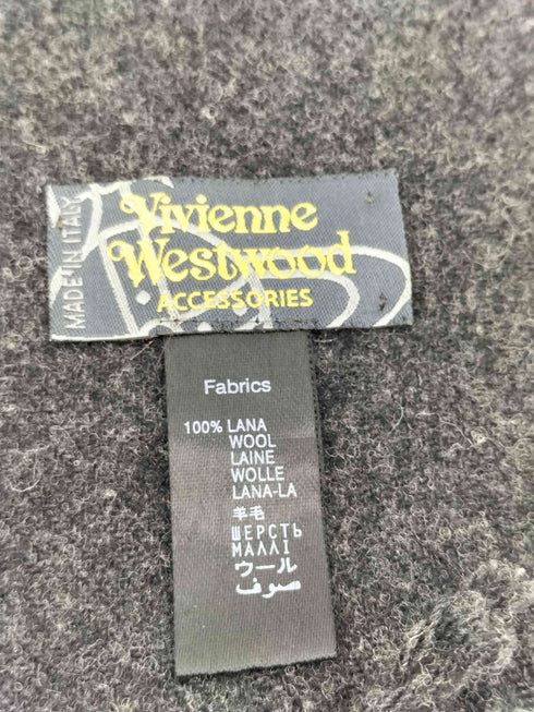 ヴィヴィアンウエストウッドアクセサリー Vivienne Westwood Accessories オーブ刺繍 ウール フリンジ マフラー レディース
