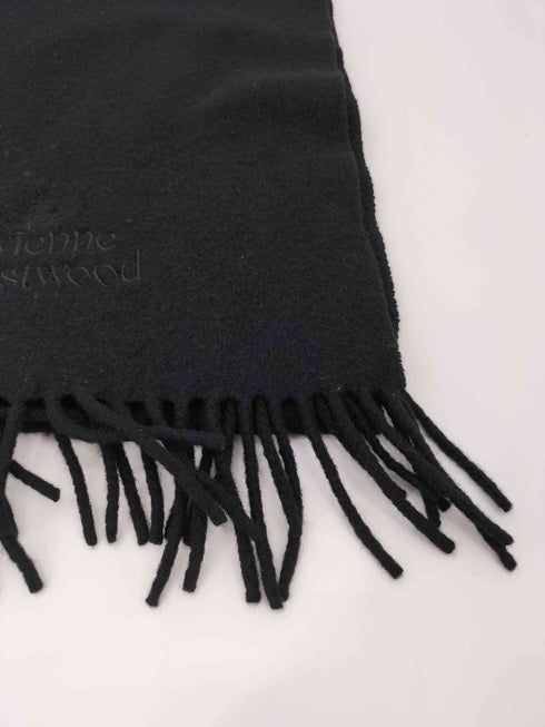 ヴィヴィアンウエストウッドアクセサリー Vivienne Westwood Accessories オーブ刺繍 ウール フリンジ マフラー レディース
