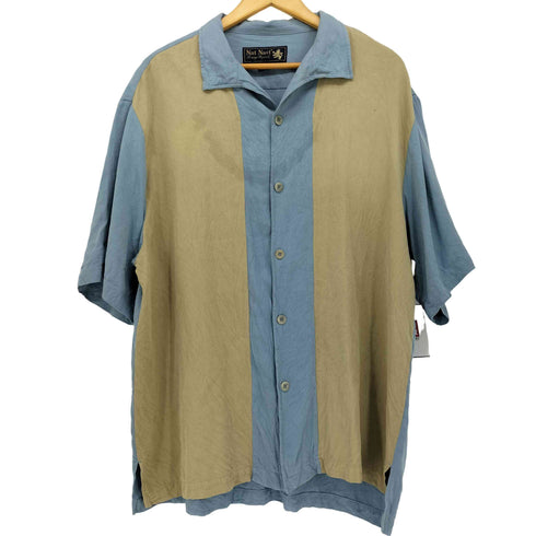 ナットナスト NAT NAST 90S シルクツートンオープンカラーシャツ ステッチ メンズ import:L