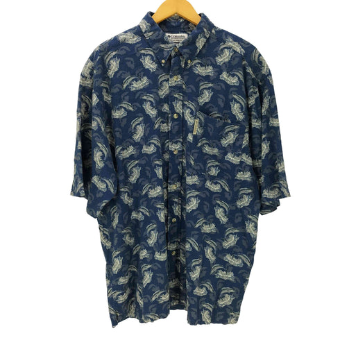 コロンビア Columbia フィッシュ柄 レーヨン混 アロハシャツ メンズ JPN:L