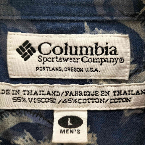 コロンビア Columbia フィッシュ柄 レーヨン混 アロハシャツ メンズ JPN:L