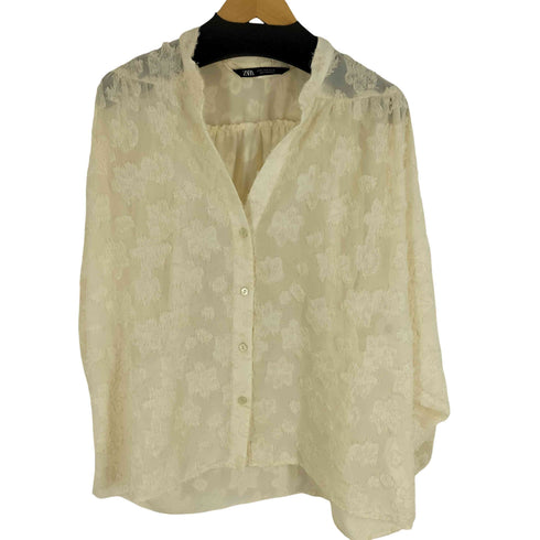 ザラ ZARA CONTRAST TEXTURED LOOSE FITTING BLOUSE レディース JPN:M