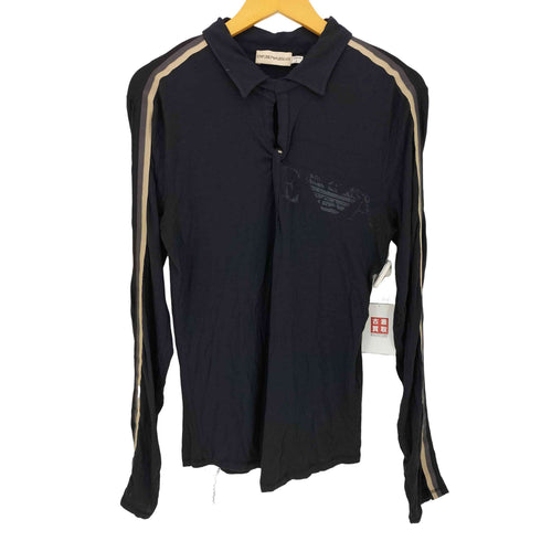 エンポリオアルマーニ EMPORIO ARMANI ロゴプリント 袖テープ 長袖ポロシャツ メンズ import:L