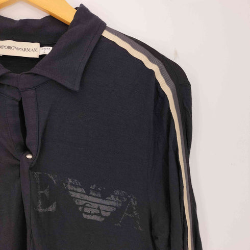 エンポリオアルマーニ EMPORIO ARMANI ロゴプリント 袖テープ 長袖ポロシャツ メンズ import:L