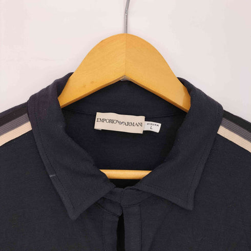 エンポリオアルマーニ EMPORIO ARMANI ロゴプリント 袖テープ 長袖ポロシャツ メンズ import:L