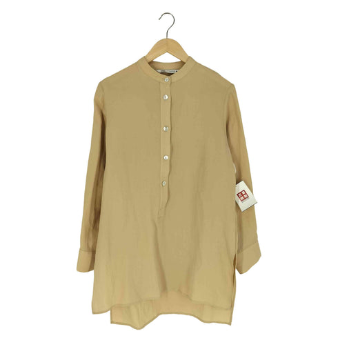 ザラ ZARA ハーフボタンバンドカラーロングシャツ レディース import:XS