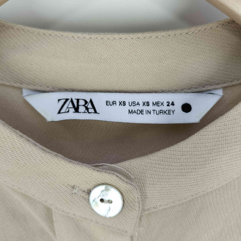 ザラ ZARA ハーフボタンバンドカラーロングシャツ レディース import:XS