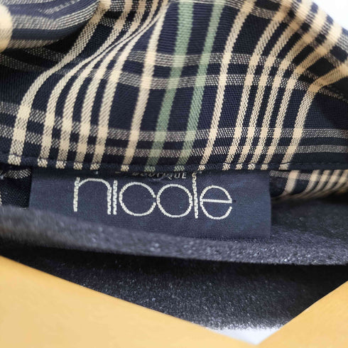 ニコル NICOLE チェック柄 オープンカラーペプラムシャツブラウス レディース