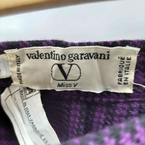 ヴァレンティノガラヴァーニ VALENTINO GARAVANI イタリア製 千鳥格子ラムウールプリーツスカート サイドボタン レディース JPN:40