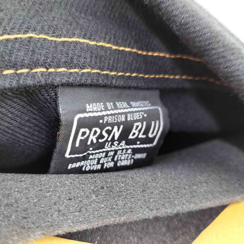 プリズンブルー PRSN BLU USA製 ブラックデニムステッチワークカバーオール メンズ 01