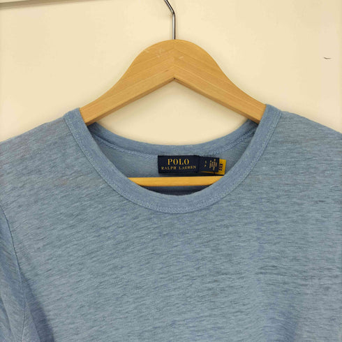 ポロラルフローレン POLO RALPH LAUREN 21SS 袖ロゴ刺繍 アシンメトリースリット ショートスリーブ リネンマキシワンピース レディース S