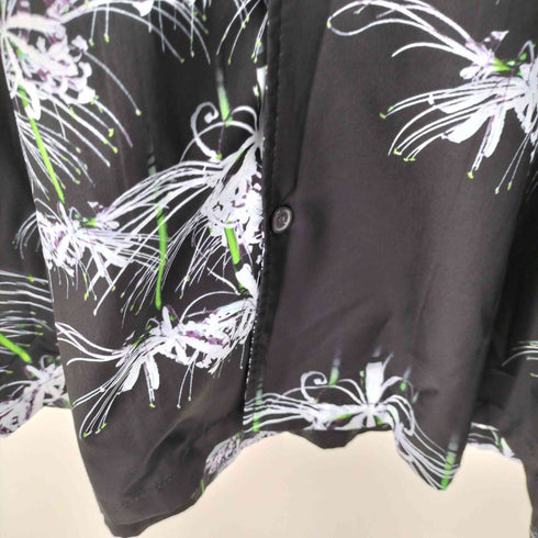 アンリラクシング unrelaxing S/S サテン地 総柄シャツ 彼岸花 花柄 メンズ