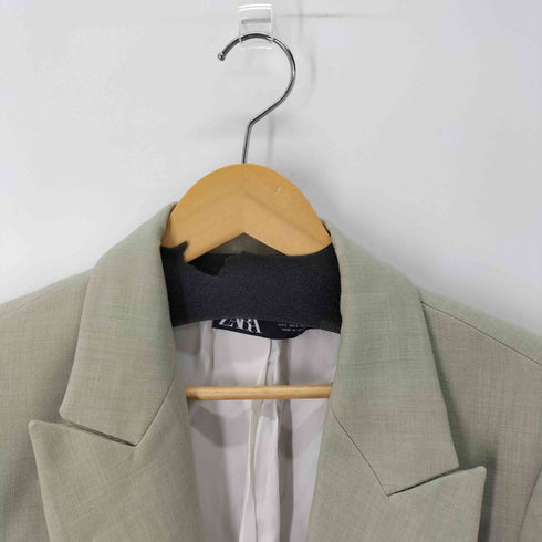 ザラ ZARA LIGHT GREEN FITTED DOUBLE-BREASTED BLAZER ダブルテーラードジャケット メンズ import:L