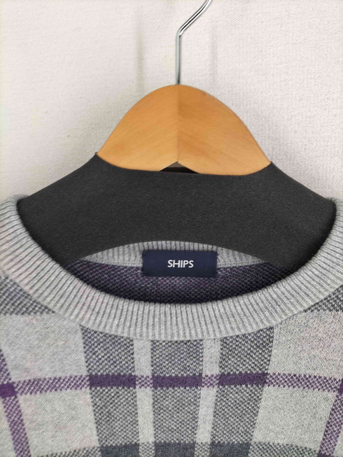 シップス SHIPS コットン カシミヤ チェック クルーネックニット メンズ JPN:S